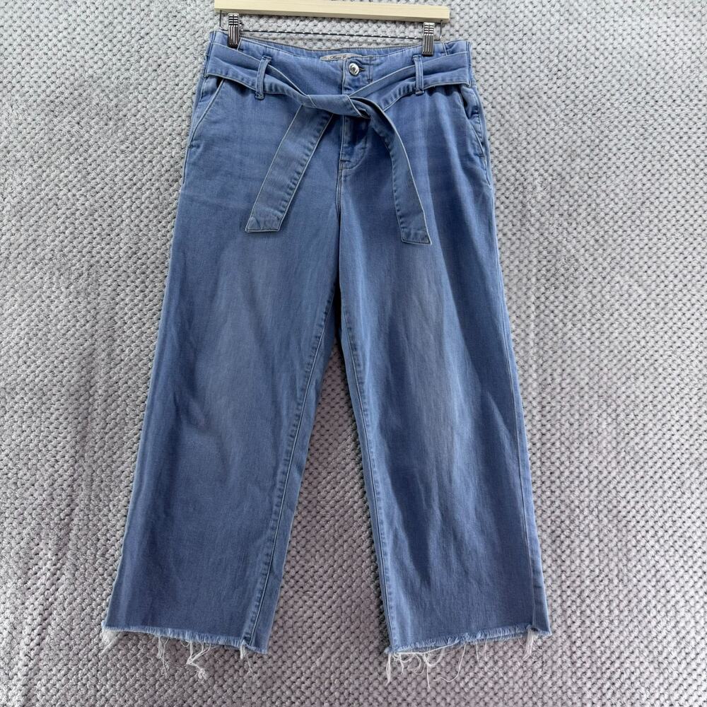 Mavi Jeans Womens 28 Blue Light Wash Cristin High Rise Wide Leg Fray Hem Belt